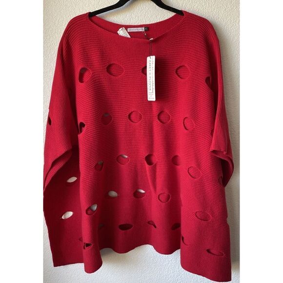 NWT Zaket and Plover Split Detail Shawl Scarlet One Size - Picture 3 of 5